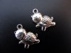 50 Silver Plated Metal Turtle Beads Pendants 24x16mm