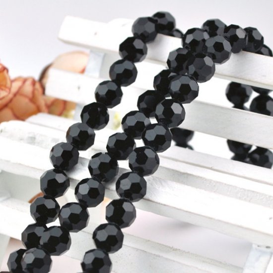 10Strand x 72Pcs Black Rondelle Faceted Crystal Beads 8mm - Click Image to Close