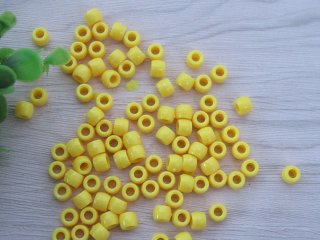 2000 Plastic Yellow Barrel Pony Beads 6x8mm