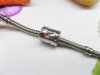 10pcs Metal Barrel Beads Fit European Beads with Red Rhinestone