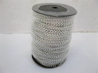 1Roll X 100Yds Silver Plated Ball Beaded Chain for Craft 3mm