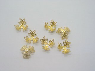 1000 Golden Plated Filigree Flower Beads Caps