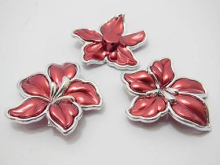 30Pcs Red Flower Hairclip Jewelry Finding Beads 5.5x5cm