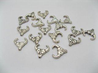 200 Pewter Longhorn Skull Spacer Beads finding