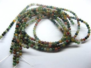 5 Strands Indian Agate Round Gemstone Beads 4mm