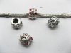 20 Metal Round Thread European Beads With Rhinestone 20 Metal Round Thread European Beads With Rhinestone
