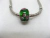 100 Green Murano Flower Round Glass European Beads be-g341 100 Green Murano Flower Round Glass European Beads be-g341