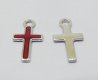 250Pcs Mini Red Charm Cross Bead Pendant 15x8x1mm