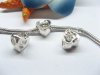 20 Silver Plated Heart Thread European Beads