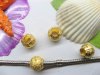 100 Golden Carved Frosted European Beads ac-sp650