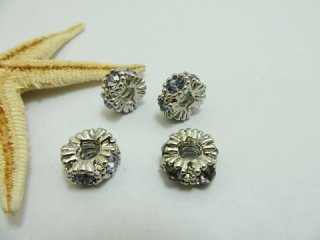 20Pcs Metal Thread European Beads with Rhinestone