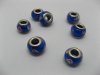 100 Blue Murano Flower Round Glass European Beads be-g438