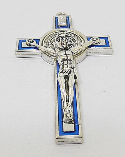 10X Blue Charm Cross Pendant Jewellery Finding 7.3x4.2x1.2cm - Click Image to Close