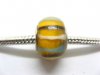 100 Yellow Colourful Stripe Glass European Beads be-g336