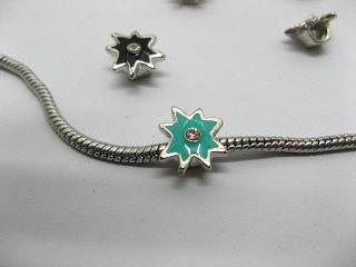 20 Metal Enamel Star Thread European Beads