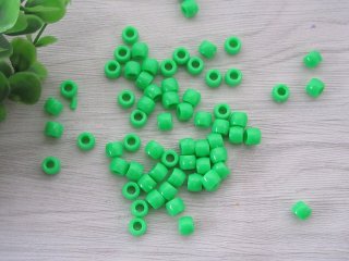 2000Pcs Green Plastic Barrel Pony Beads 6x8mm