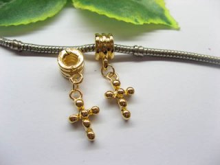 20 Golden Thread European Beads with Cross Dangle pa-m249