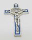 10X Blue Charm Cross Pendant Jewellery Finding 7.3x4.2x1.2cm