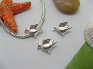 10pcs Silver Plated Screw Peaceful Dove Beads European Design