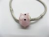 50 Pink Pig Murano Glass European Beads be-g414
