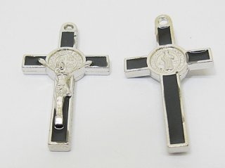 50X Enamel Black Cross Pendant Jewellery Finding 3.8x2x0.5cm