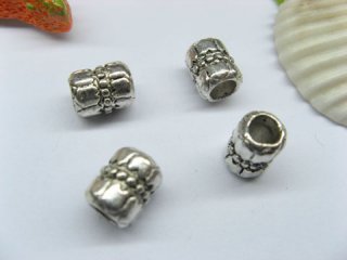 50pcs Tibetan Silver Barrel Beads European Design