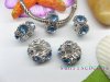 20pcs 18 KGP Beads Inlay 5 Blue Crystal Fit European Beads yw-pa