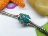 10 Blue Barrel Enamel European Thread Beads with Rhinestone 10 Blue Barrel Enamel European Thread Beads with Rhinestone