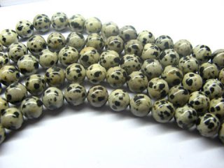 5Strands X 48Pcs Dalmatian Jasper Round Gemstone Beads 8mm