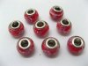 100 Red Murano Rose Flower Round Glass European Beads