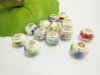 100 Flower Round Glass European Beads Mixed