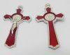 40X Enamel Red Cross Pendant Jewellery Finding 5.1x2.8x0.4cm