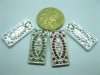 100 Metal Rectangle Pendants w/Rhinestone Jewelery Finding 100 Metal Rectangle Pendants w/Rhinestone Jewelery Finding