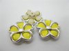 40Pcs Blossom Flower Hairclip Jewelry Finding Beads - Yellow