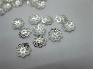 5000 Silver Plated Flower Bead Caps 7mm Size