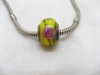 400 Yellow Murano Flower Round Glass European Beads be-g325