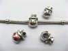 20 Nickel Plated European Thread Beads With Rhinestone