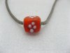 250 Orange Murano Flower Cubic Glass European Beads be-g279