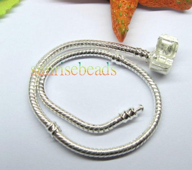 5Pcs Silver Plated Bracelet Fit European Beads 14.5cm - Click Image to Close