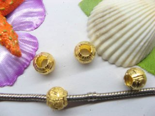 100 Golden Carved Frosted European Beads ac-sp650