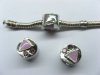 10 Purple Enamel Metal European Thread Beads with Rhinestone
