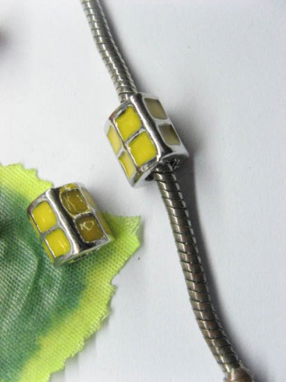 20 Alloy Yellow Enamel Thread European Beads pa-m231 - Click Image to Close