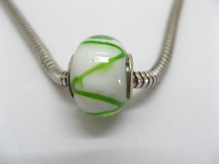 100 White Murano Round Glass European Beads be-g284