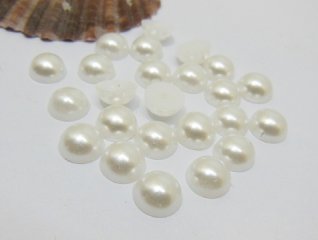 1900Pcs 8mm White Semi-Circle Simulated Pearl Bead Flatback