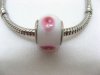 100 White Murano Round Glass European Beads be-g354