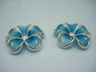 20Pcs Blue Frangipani Hairclip Jewelry Finding Beads 48mm