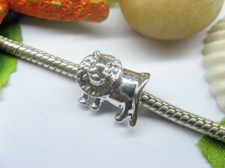 10pcs Silver Plated Screw Lion Beads European Design