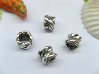 50pcs Tibetan Silver Flower Barrel Beads European Design