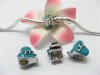 10 Blue Enamel Heart Metal Thread European Beads 10 Blue Enamel Heart Metal Thread European Beads