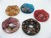 12 Gold Foil Glass Donut Pendants Mixed Colour ac-sf288